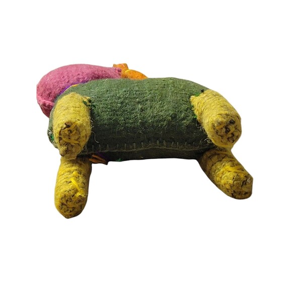 Folk Art Wool Standing Cat 8" Tall Colorful Unique - Picture 6 of 6